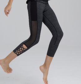 Wholesale side cross mesh panel yoga capri pants