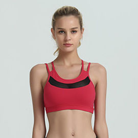 Wholesale girls hot sexy bra mesh panel strappy back sports bra