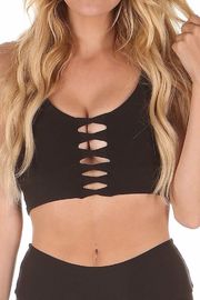 Hot sale cutout front strappy back yoga wear plain ladies sexy crop top