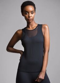 Classic back wide straps and mesh panel woman compression tank top