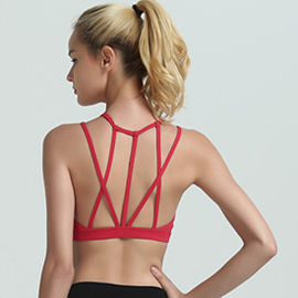 Wholesale girls hot sexy bra mesh panel strappy back sports bra
