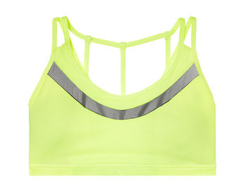 Wholesale hot sexy ladies gym bra strappy back mesh panel spandex sports bra