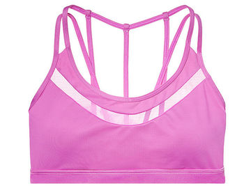 Wholesale hot sexy ladies gym bra strappy back mesh panel spandex sports bra