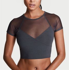 2018 wholesale women workout fitness mesh cropped top t shirts