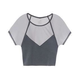 2018 wholesale women workout fitness mesh cropped top t shirts
