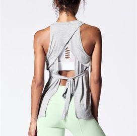 Nylon spandex fitness gym tops womensleeveless workout shirt