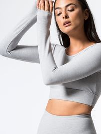 Wholesale women yoga clothing long sleeve fitness crop top compression shirt