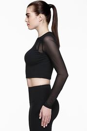 Wholesale yoga long sleeve mesh panel workout tank top