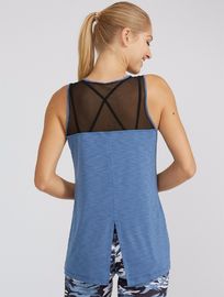 Sexy front and back mesh decorated yoga top cheap sexy hot yoga tank top