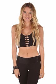Hot sale cutout front strappy back yoga wear plain ladies sexy crop top