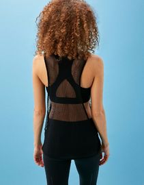 Active wear bulk sale whole mesh transparent woman yoga tank top