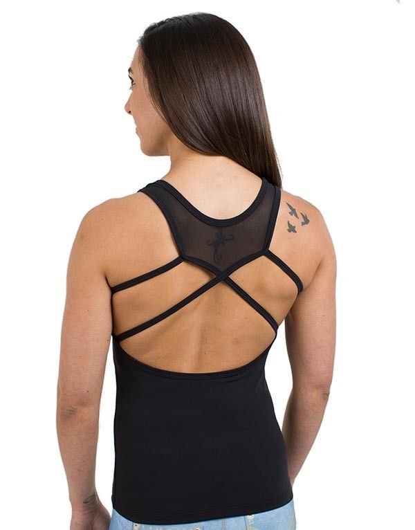 Hot sale fitness yoga top with mesh detail fitness tank top