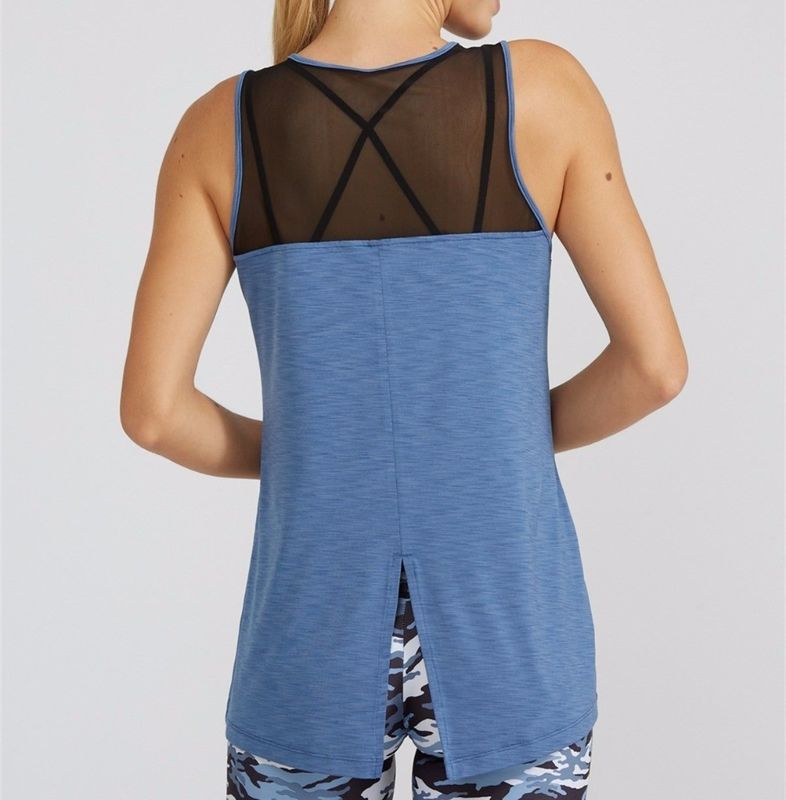 OEM customized tank top with breathable mesh decoration mesh tank top women
